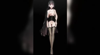 Sexy Maid Meiko Dancing to Hentai Music with Black Hair in a Rain of Impacts and Raiden