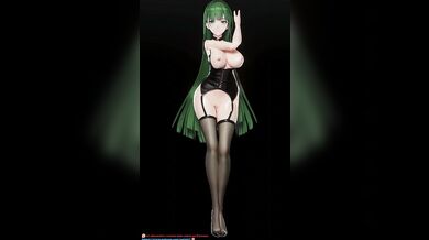 Sexy Maid Meiko Dancing to Hentai Music with Black Hair in a Rain of Impacts and Raiden