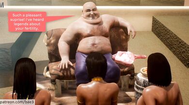 The big-titted princess was taken by the fat emperor in a steamy hentai scene that ended with her getting fucked from behind