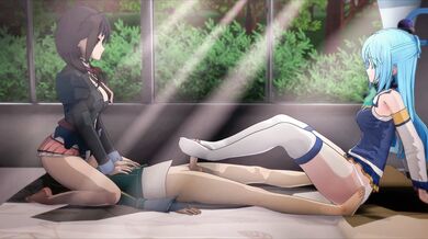 Legendary Rare Candy Adventure with Yunyun and Aqua from KonoSuba! with Bazett from Fate/stay night