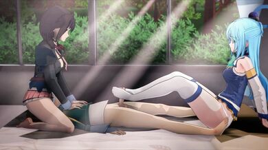 Legendary Rare Candy Adventure with Yunyun and Aqua from KonoSuba! with Bazett from Fate/stay night