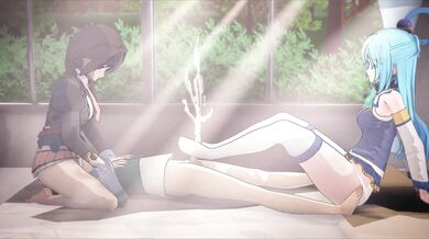 Legendary Rare Candy Adventure with Yunyun and Aqua from KonoSuba! with Bazett from Fate/stay night