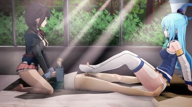 Legendary Rare Candy Adventure with Yunyun and Aqua from KonoSuba! with Bazett from Fate/stay night