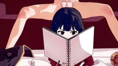 Megumin, the main character of Kono Subarashii Sekai ni Shukufuku o!, gets caught in a hentai BDSM scene with Bazett from the anime series Code Geass