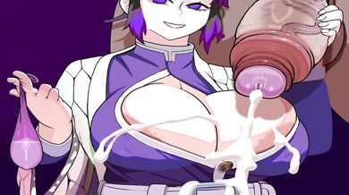 Slippery Love: Kochou and Shinobu with Sticky Spooge!