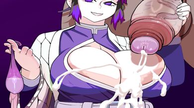 Slippery Love: Kochou and Shinobu with Sticky Spooge!