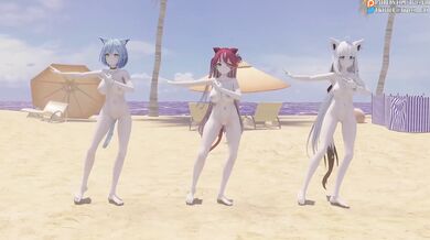 Watch Yukihana, Lamy, Shirakami and their feline friends Fubuki and Houshou in this hot 60FPS virtual YouTuber hentai porn!