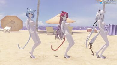 Watch Yukihana, Lamy, Shirakami and their feline friends Fubuki and Houshou in this hot 60FPS virtual YouTuber hentai porn!