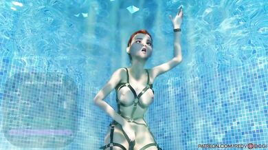 Masturbating Underwater - A Bondage Challenge by RedVoidCgi