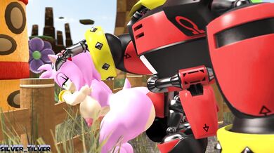 E-123 drills into Omegas fuckhole, burying his rod deep inside Amys tight pussy