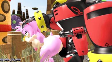 E-123 drills into Omegas fuckhole, burying his rod deep inside Amys tight pussy