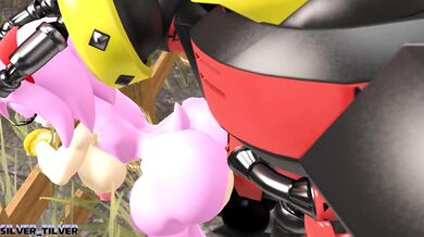E-123 drills into Omegas fuckhole, burying his rod deep inside Amys tight pussy
