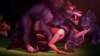 Forest Queen Sylvanas Windrunner and her Worgen Lover, Ambrosine - A Tale of Bestiality in the Woods