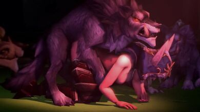 Forest Queen Sylvanas Windrunner and her Worgen Lover, Ambrosine - A Tale of Bestiality in the Woods