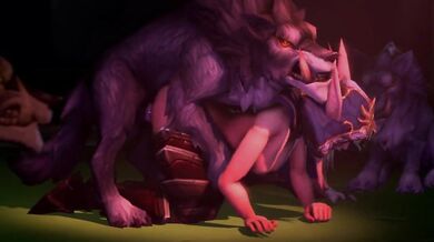 Forest Queen Sylvanas Windrunner and her Worgen Lover, Ambrosine - A Tale of Bestiality in the Woods