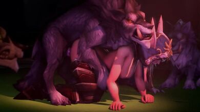 Forest Queen Sylvanas Windrunner and her Worgen Lover, Ambrosine - A Tale of Bestiality in the Woods