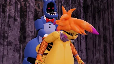 Bonnie and Chica, two withered sluts, engage in some solo masturbation together