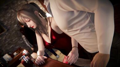 Arachnophile and her date at the bar