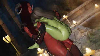 Buxom bimbo gets impregnated by a sexy demonic creature