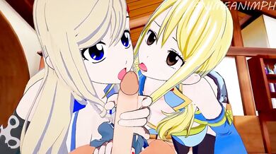 Luscious Love Triangle: Lucy Heartfilia, Rebecca Blue Garden and a 3D Anime Hentai Crossover
