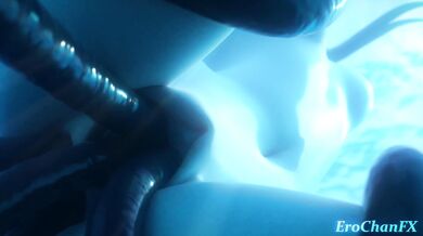 Sexy mermaid Jingliu tries to escape from six underwater tentacles