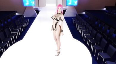 Jiggle, bounce and wiggle your way through the catwalk with a sexy model wearing black tape!