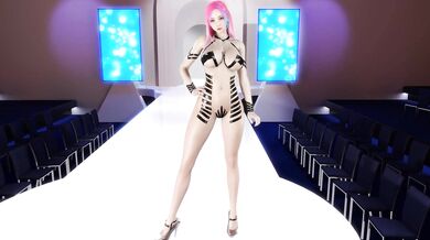 Jiggle, bounce and wiggle your way through the catwalk with a sexy model wearing black tape!