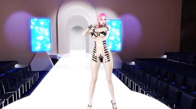 Jiggle, bounce and wiggle your way through the catwalk with a sexy model wearing black tape!