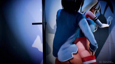 Crossdressing Shimakaze in the Futanari Bathroom (JaxMMD)