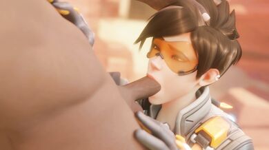 Watch as Tracer pays off her bet with Blacked Glasses, Bewyx is blackmailed by the blonde superheroine to fulfill her sexual desires