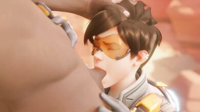 Watch as Tracer pays off her bet with Blacked Glasses, Bewyx is blackmailed by the blonde superheroine to fulfill her sexual desires