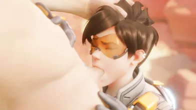 Tracer Takes a Wager and Pays up with Her White Glasses on, Bewitching Everyone