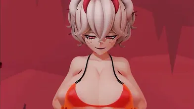 Sexy Satanist gets a sexy titfuck from Beelzebub in her bikini on the beach