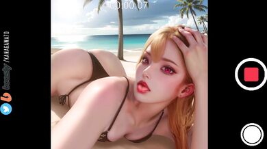 Sexy beach babe Marin strips down to her bikini and enjoys a lazy day in the sun, spreading her legs wide open for anyone who wants to watch