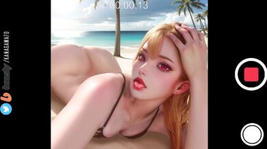 Sexy beach babe Marin strips down to her bikini and enjoys a lazy day in the sun, spreading her legs wide open for anyone who wants to watch