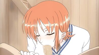 Hitomi Gives Head to Nami, Enhanced and Upgraded in 60fps Hentai Video