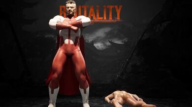 Busty Blonde Superheroine Kitana Gets Her Neck Snapped By Mighty Omni Man