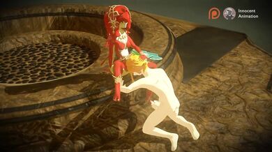 Link and Mipha spend some time together in an innocent animation