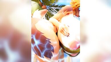 'Sexy beach babes get tangled in threesome fun [Xazter3D]'
