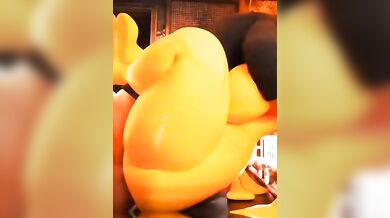 Young, busty blonde enjoys delicious chicken breast on her tits