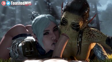 Watch as Lae'zel and Shadowheart engage in a hot double blowjob! This preview will leave you breathless.