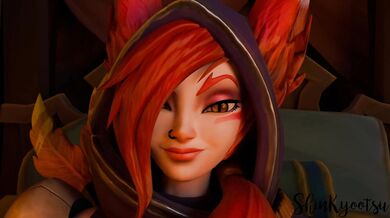 'Xayah from League of Legends is getting teased by her friends in this hot hentai porn video! (no audio)'