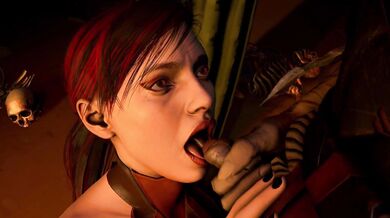 Trixie the tentacle demon engulfs Barakas cock in a tight pussy-eating session