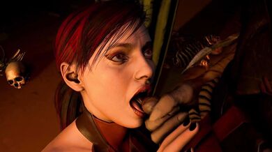 Trixie the tentacle demon engulfs Barakas cock in a tight pussy-eating session