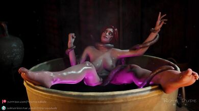 Tentacle Trap: Triss Merigold Caught and Deepthroated by Unseen Forces