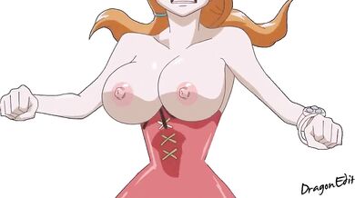 Luffy chases Nami with her amazing tits bouncing!