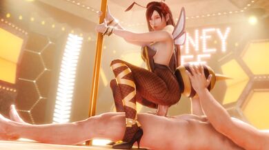 Tifa Lockhart gets stuck in a beehive while wearing a honey-covered cloth as she tries to escape from the angry swarm of bees