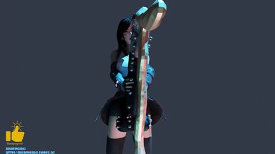 As Tifa rides her stallion, she cant help but fondle her massive horsecock, moaning with pleasure as it fills her hand