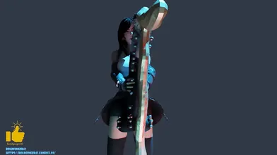 As Tifa rides her stallion, she cant help but fondle her massive horsecock, moaning with pleasure as it fills her hand
