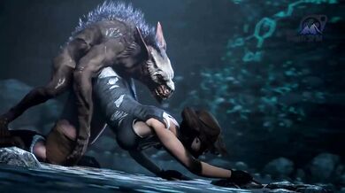 Lara Croft takes on a cave monster in the tombs of Egypt, while GOB Bluth, from the hit TV show Arrested Development, watches eagerly from afar